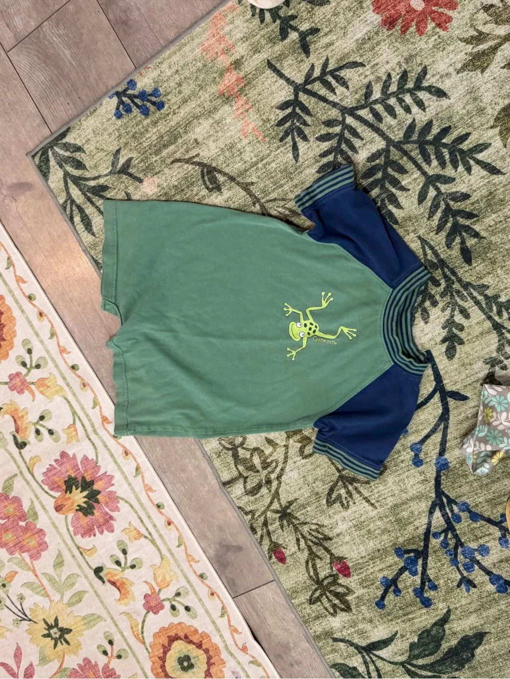 Vintage 90s OshKosh B'gosh Green Frog Romper 24 Months 100% Cotton Short Sleeve